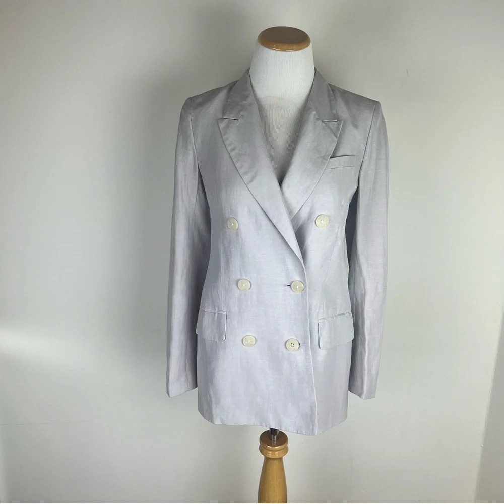 Aritzia Babaton Samuel Oversized Linen Blazer Lilac Fog Size 00 - Picture 2 of 10